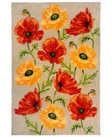 Liora Manne' Ravella 2272 Icelandic Poppies Ivory/Cream 3'6" x 5'6" Indoor/Outdoor Area Rug