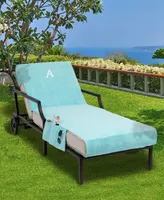 Linum Home Personalized Standard 100% Turkish Cotton Chaise Lounge Cover with Side Pockets