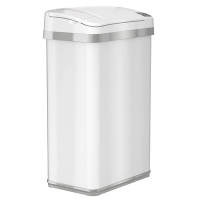 iTouchless 4 Gallon / 16 Liter White Sensor Bathroom Trash Can with Odor Filter