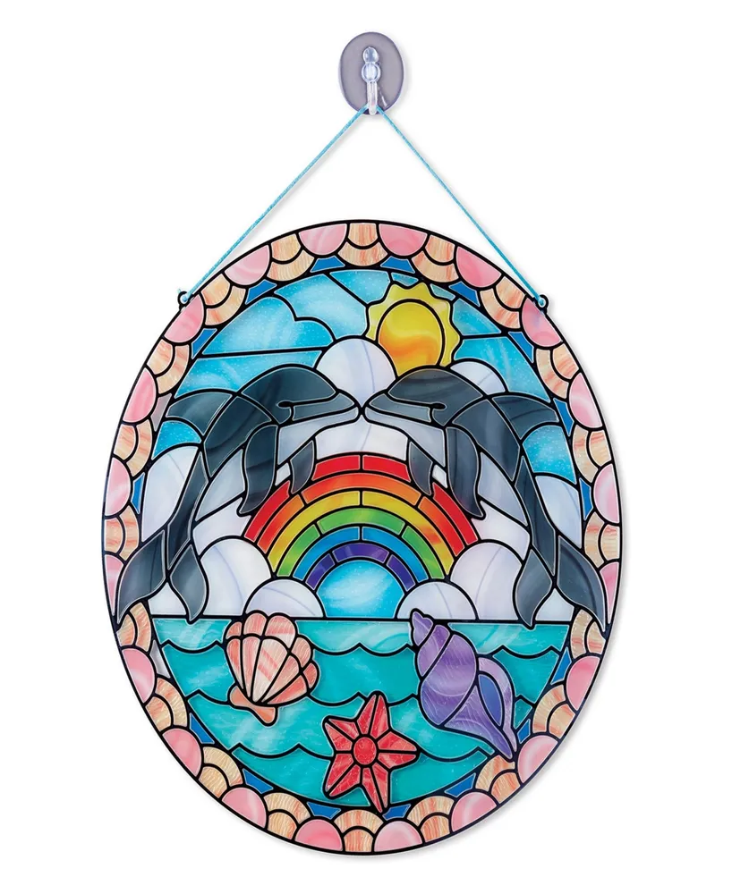 Melissa & Doug Stained Glass Made Easy Craft Kit: Dolphins - 180+ Stickers