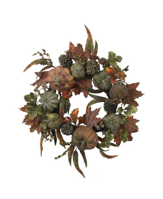 Nearly Natural 24" Pumpkin and Gourd Wreath