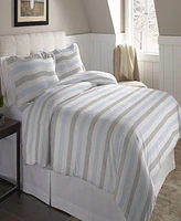 Pointehaven Savannah Stripe Superior Weight Cotton Flannel Duvet Cover Set