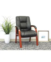 Boss Office Products Mid Back Wood Finished Guest Chair