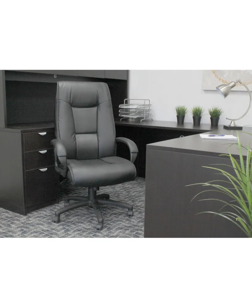 Boss Office Products Executive Leather Plus Chair W/Padded Arm