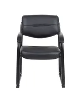 Boss Office Products Leather Sled Base Side Chair W/ Arms