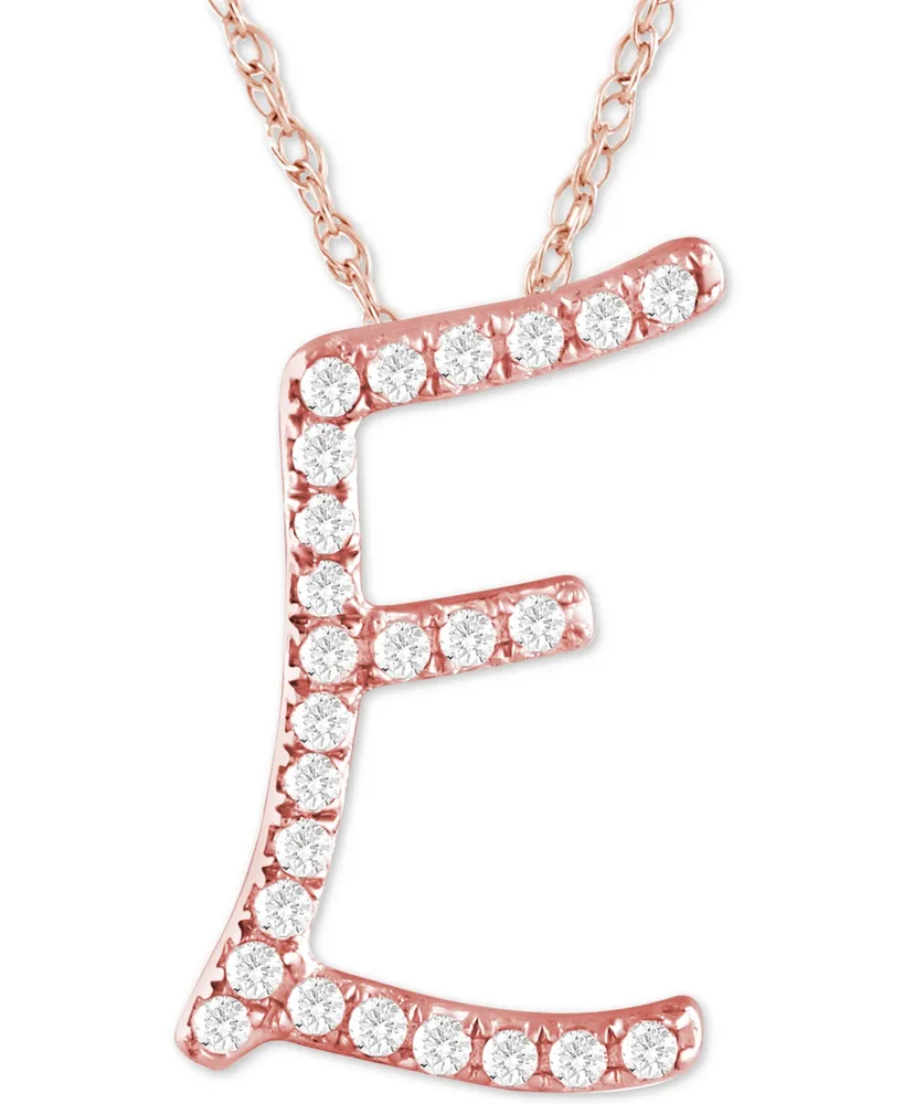 Diamond Initial Pendant Necklace (1/10 ct. t.w.) in 14k Rose Gold Over Sterling Silver, 16" + 2" Extender