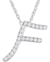 Diamond Initial Pendant Necklace (1/10 ct. t.w.) in Sterling Silver, 16" + 2" Extender