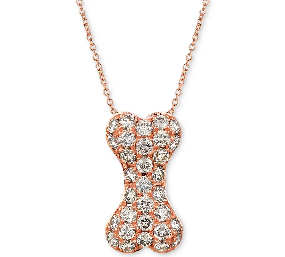 Le Vian Nude Diamond Dog Bone 20" Pendant Necklace (1 ct. t.w.) in 14k Rose Gold