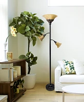 Elegant Designs 2 Light Mother Daughter Floor Lamp with White Marble Glass