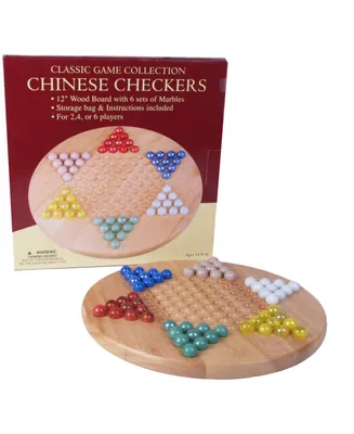 12" Wood Chinese Checkers Set with Marbles