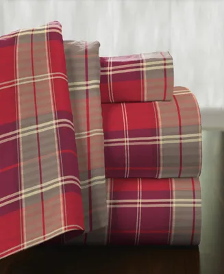 Pointehaven Piedmont Plaid Superior Weight Cotton Flannel Sheet Set, King
