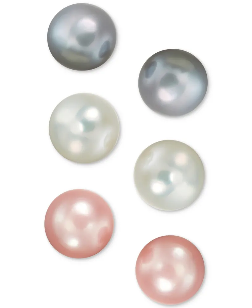 Cultured Freshwater Pearl (8mm) 3-Pc. Set Stud Earrings in Sterling Silver