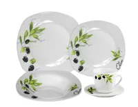 Lorren Home Trends Porcelain 20 Piece Square Dinnerware Set Service for 4