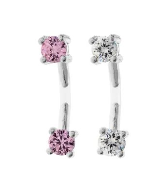 Bodifine Stainless Steel Set of 2 Crystal Eyebrow Bars