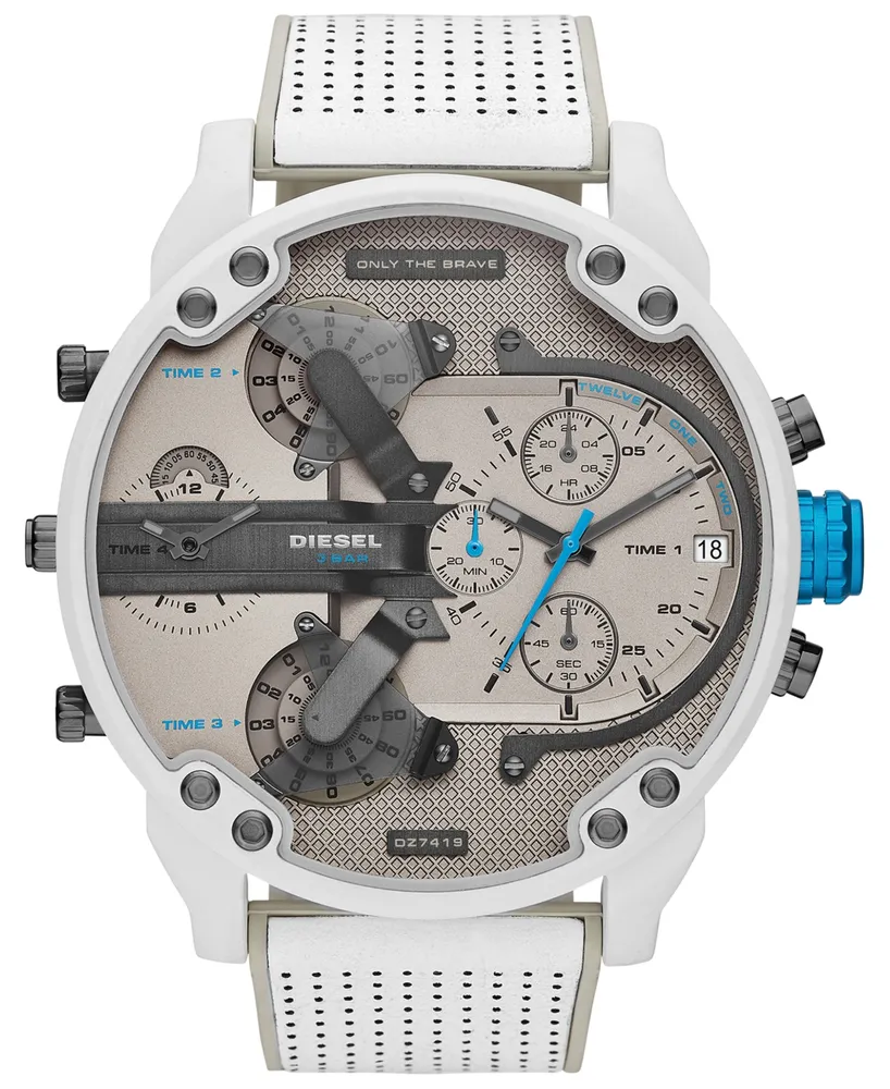 Diesel Men's Chronograph Mr. Daddy 2.0 White Leather Strap Watch 57mm