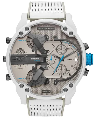 Diesel Men's Chronograph Mr. Daddy 2.0 White Leather Strap Watch 57mm