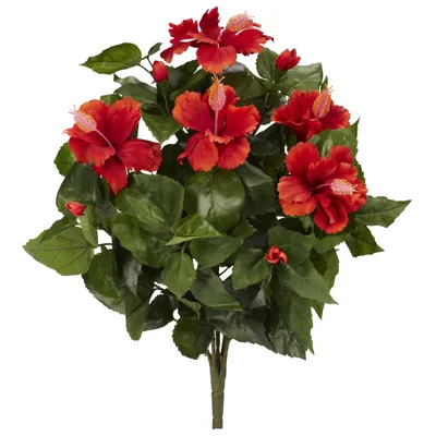 Nearly Natural 20" Hibiscus Artificial Plant, Set of 4