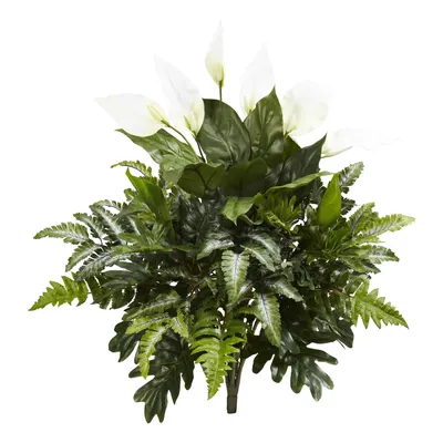 Nearly Natural 27" Mixed Spathiphyllum Artificial Plant, Set of 2
