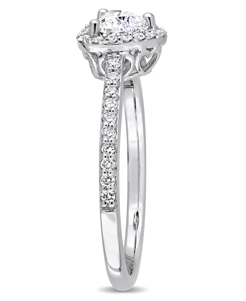 Certified Diamond (3/4 ct. t.w.) Heart and Round-Shape Engagement Ring 14k White Gold