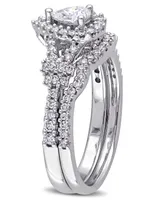 Certified Diamond (7/8 ct. t.w.) Pear-Shape Halo Split Shank Bridal Set 14k White Gold