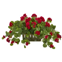 Nearly Natural Geranium Artificial Plant in Decorative Planter