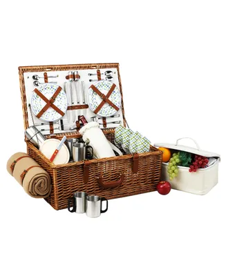 Picnic at Ascot Dorset English-Style Picnic, Coffee Basket for 4 with Blanket