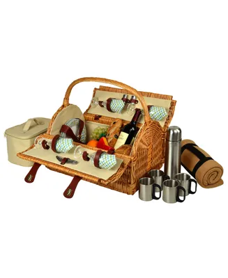 Picnic at Ascot Yorkshire Willow Basket for 4 with Coffee Set and Blanket