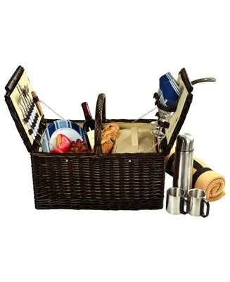 Picnic at Ascot Surrey Willow Basket for 2 with Blanket and Coffee Set