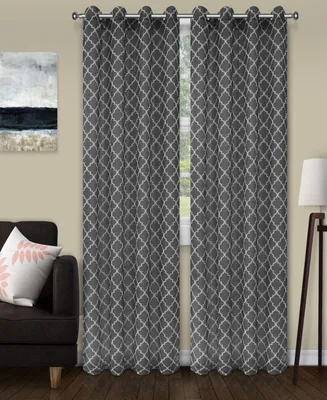 Superior Trellis Sheer 2-Piece Curtain Panels with Grommet Header Top, 52" X 84"