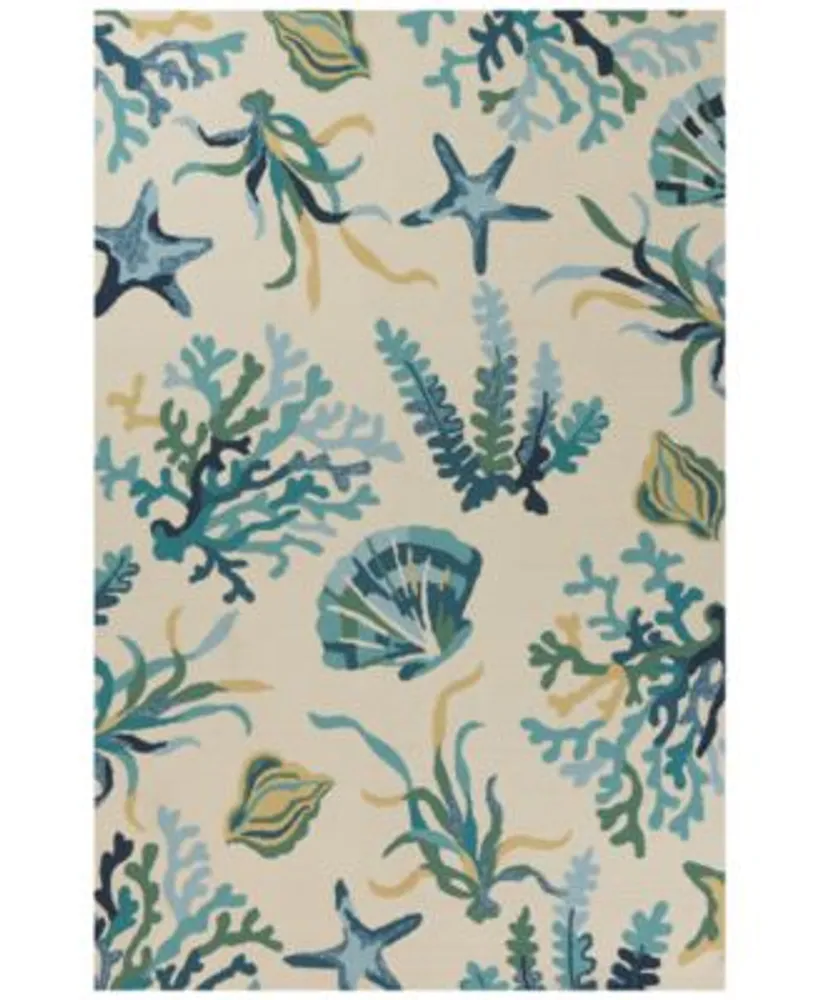 Kas Harbor Oceana 4244 Ivory Blue Indoor Outdoor Area Rug