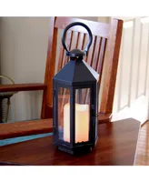 Lumabase Warm Black Hexagon Metal Lantern with Led Candle