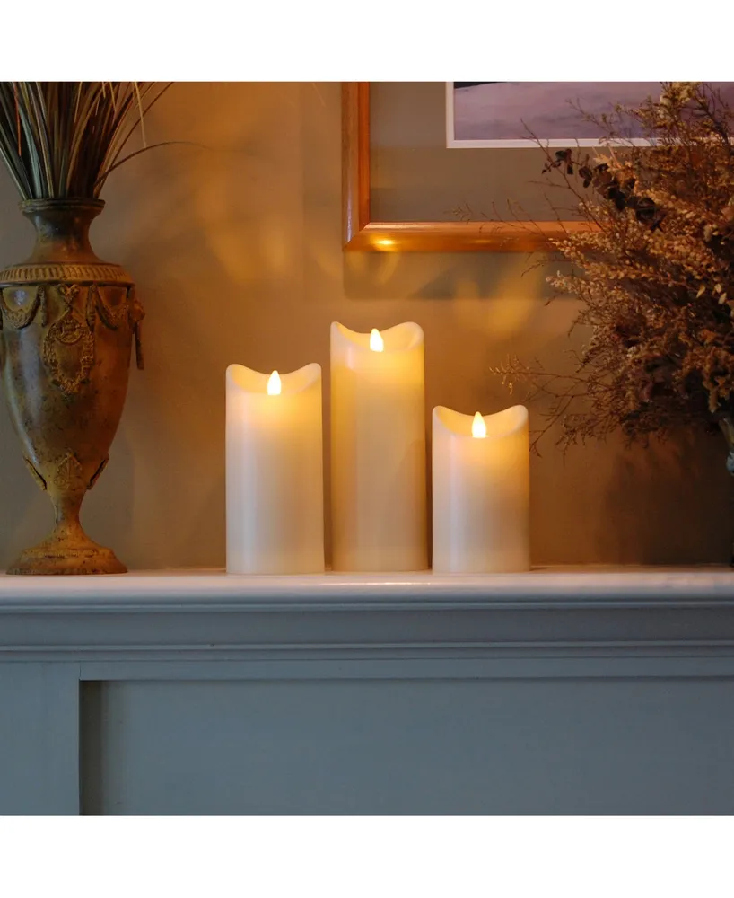 Lumabase 9" Cream Battery Operated Led Candle with Moving Flame