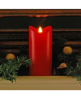 Lumabase 7" Red Battery Operated Led Candle with Moving Flame