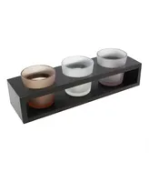 Lumabase Wooden Trio Tray with 3 Glass Votive Holders