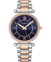 Women's Quartz Crystal Studded Rose Gold-Tone Link Bracelet Watch 36mm