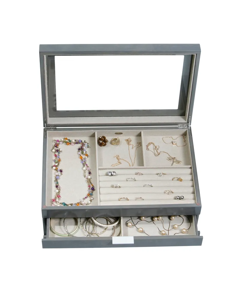 Mele & Co. Misty Glass Top Wooden Jewelry Box