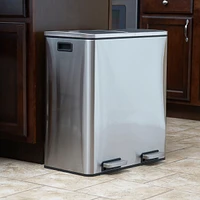 Household Essentials Stainless Steel 30L Maxwell Recycle and Trash Step Bin