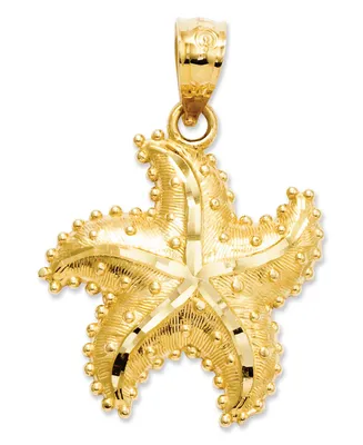14k Gold Charm, Satin Starfish Charm