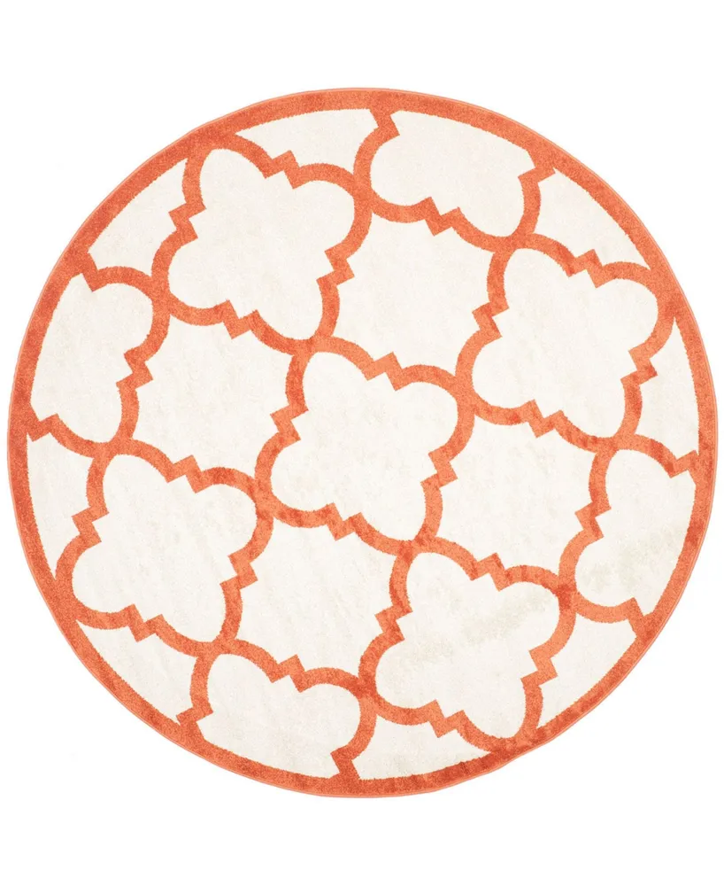 Safavieh Amherst AMT423 Beige and Orange 7' x 7' Round Area Rug