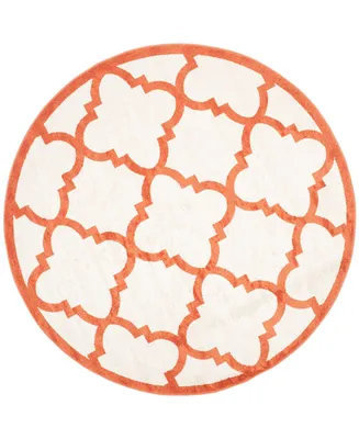 Safavieh Amherst AMT423 Beige and Orange 7' x 7' Round Area Rug