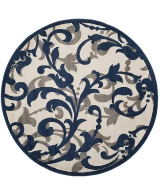 Safavieh Amherst AMT428 Ivory and Navy 7' x 7' Round Area Rug