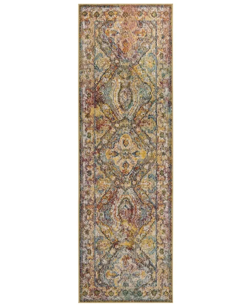 Safavieh Crystal CRS516 Light Blue and Orange 2'2" x 7' Runner Area Rug