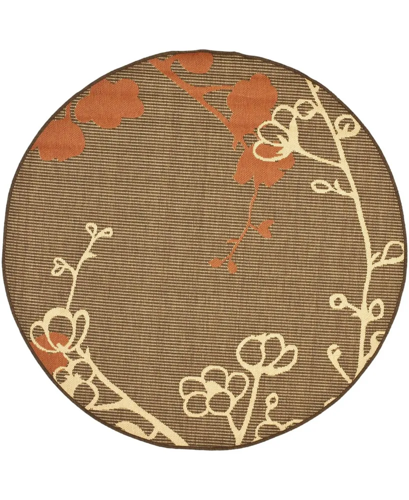 Safavieh Courtyard CY4038 Brown Natural and Terracotta 5'3" x 5'3" Round Outdoor Area Rug