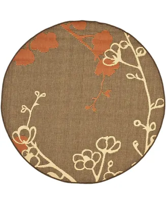 Safavieh Courtyard CY4038 Brown Natural and Terracotta 5'3" x 5'3" Round Outdoor Area Rug