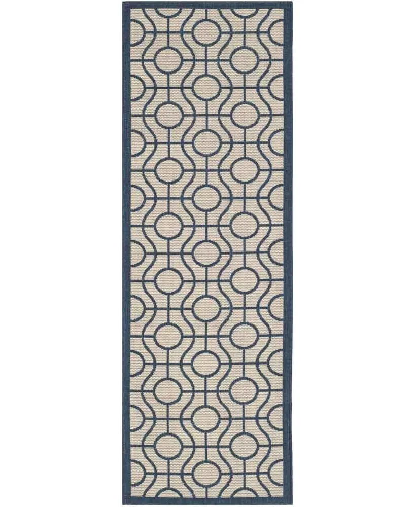 Safavieh Courtyard CY6115 Beige and Navy 2'3" x 6'7" Sisal Weave Runner Outdoor Area Rug