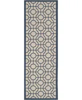 Safavieh Courtyard CY6115 Beige and Navy 2'3" x 6'7" Sisal Weave Runner Outdoor Area Rug