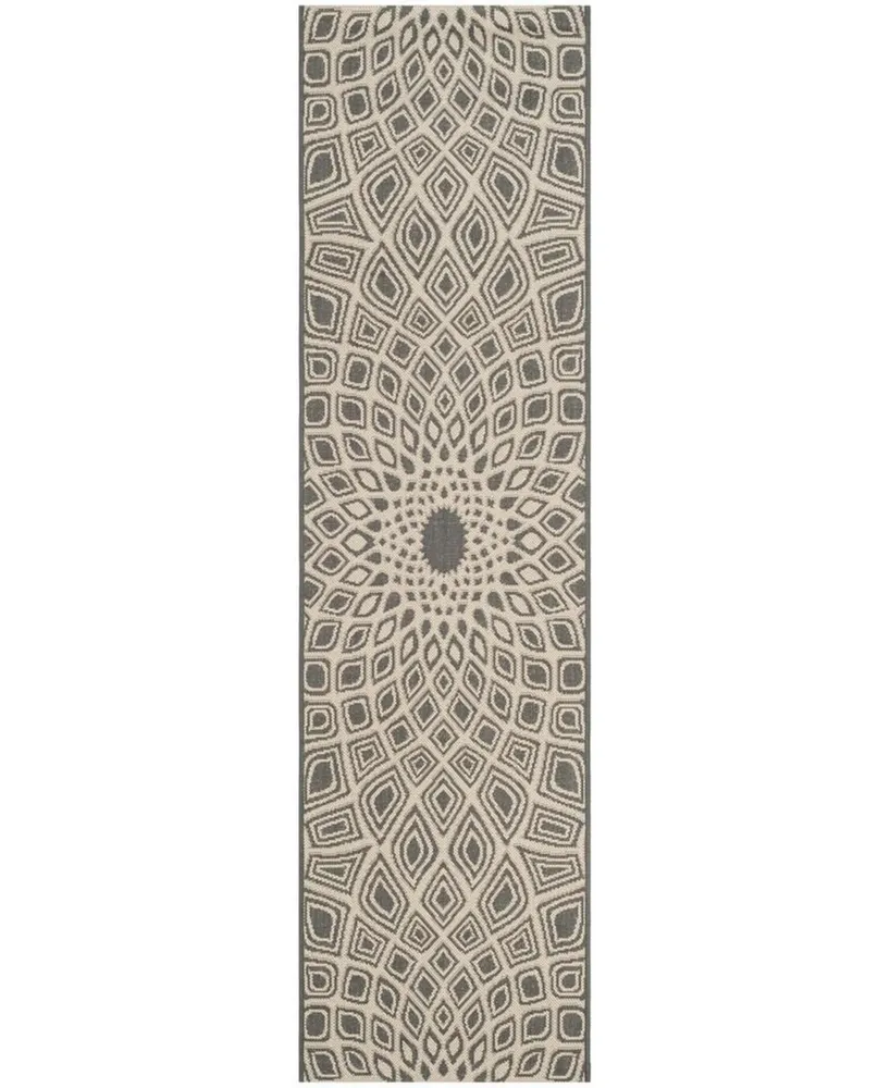 Safavieh Courtyard CY6616 Anthracite and Beige 2'3" x 8' Sisal Weave Runner Outdoor Area Rug