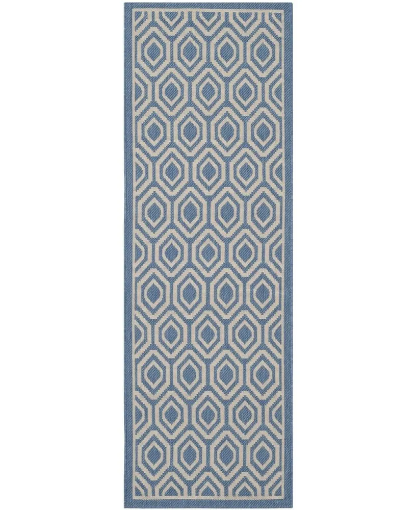 Safavieh Courtyard MSR1125 Blue and Beige 2'3" x 6'7" Runner Outdoor Area Rug