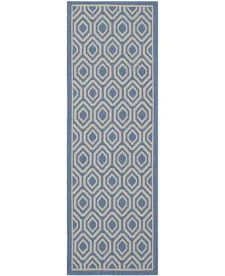 Safavieh Courtyard MSR1125 Blue and Beige 2'3" x 6'7" Runner Outdoor Area Rug