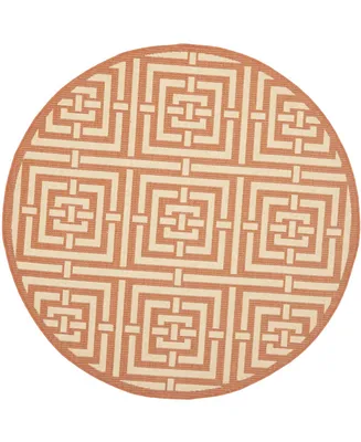 Safavieh Courtyard CY6937 Terracotta and Cream 5'3" x 5'3" Round Outdoor Area Rug